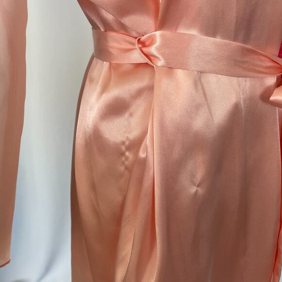 2PC Lingerie Set Large Pink Satin Silky Robe Slip Nightie Nightgown Peignoir - Picture 9 of 16